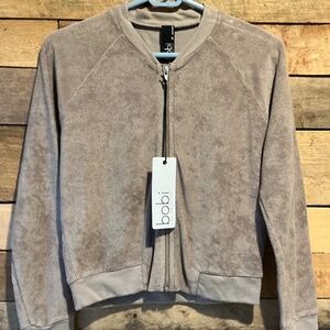 BOBI Los Angeles Women XS Mushroom Bomber Track Jacket Soft Cotton Y2K Chic Soft